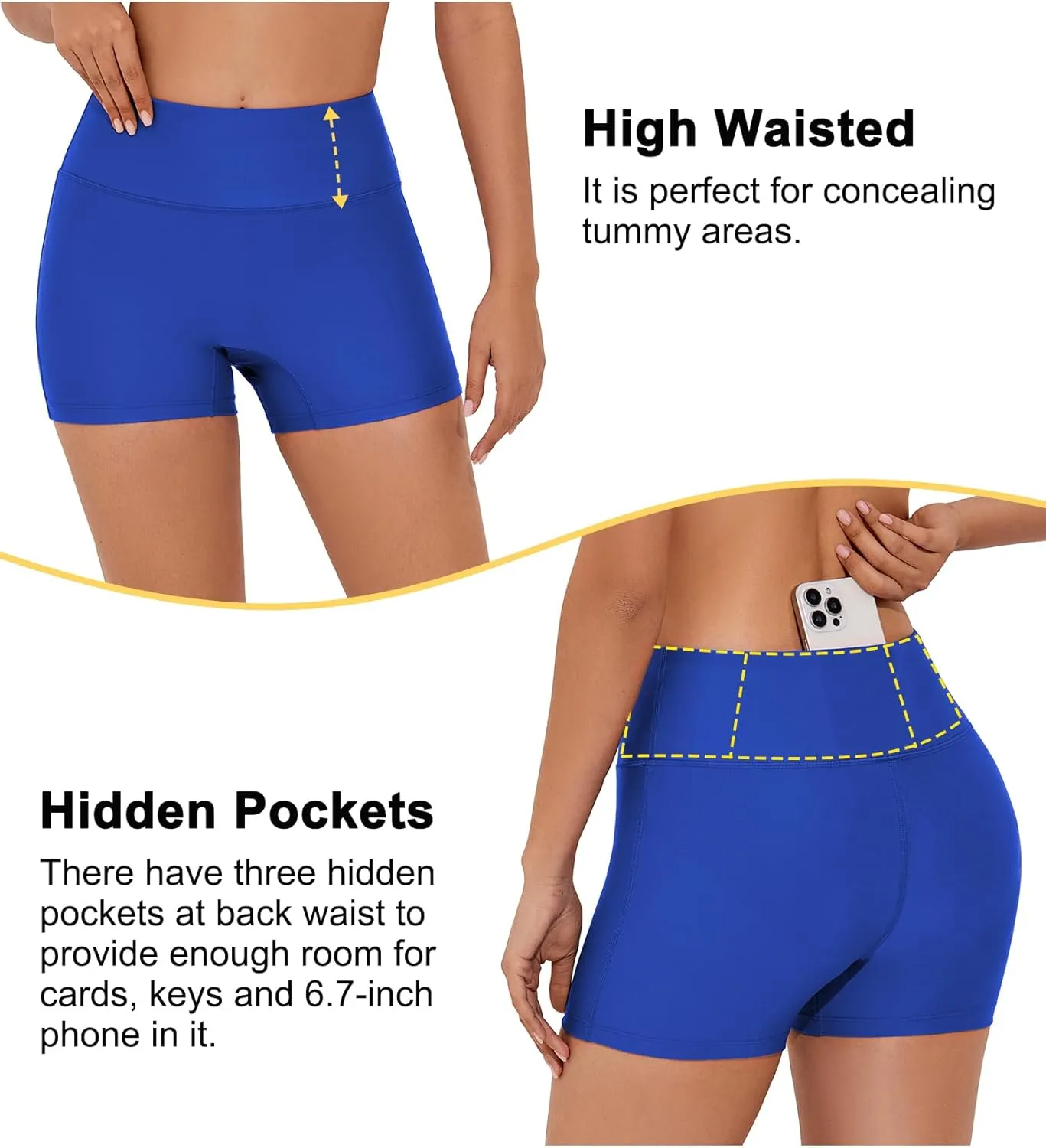 Tournesol Women's 3" Swim Shorts High Waisted Bathing Suit Bottoms Seamless Board Shorts UPF50  Boyshorts with Pockets