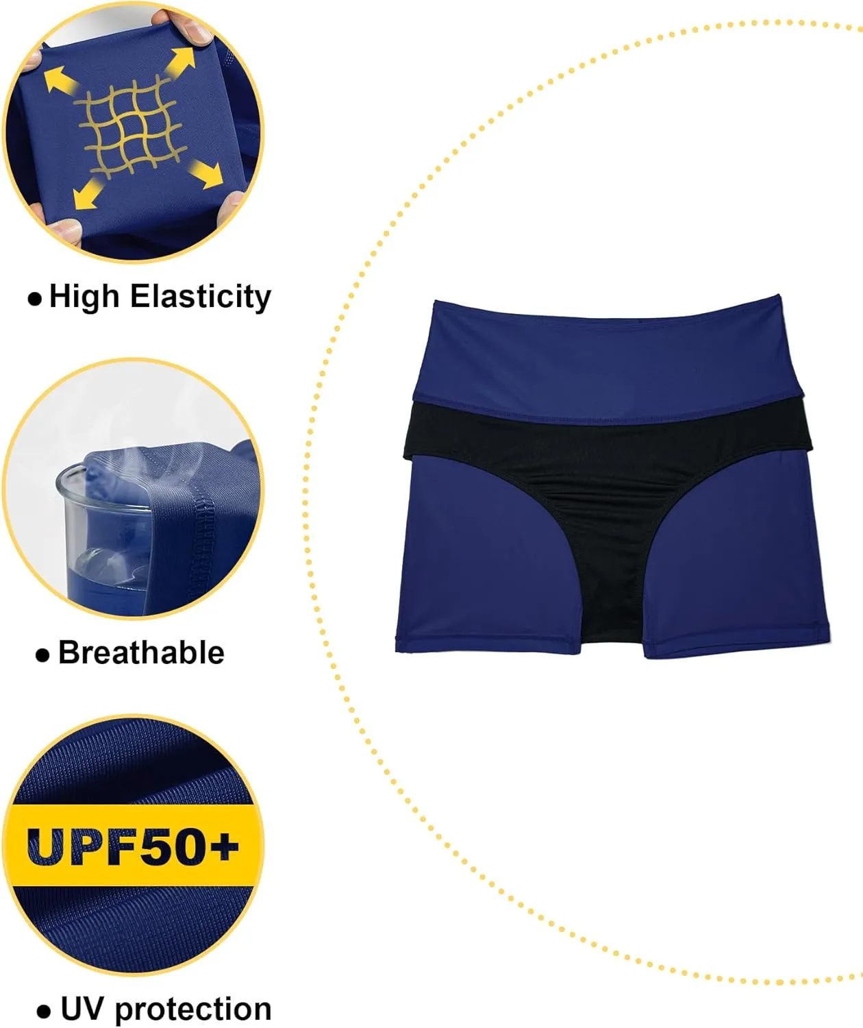 Tournesol Women's 3" Swim Shorts High Waisted Bathing Suit Bottoms Seamless Board Shorts UPF50  Boyshorts with Pockets