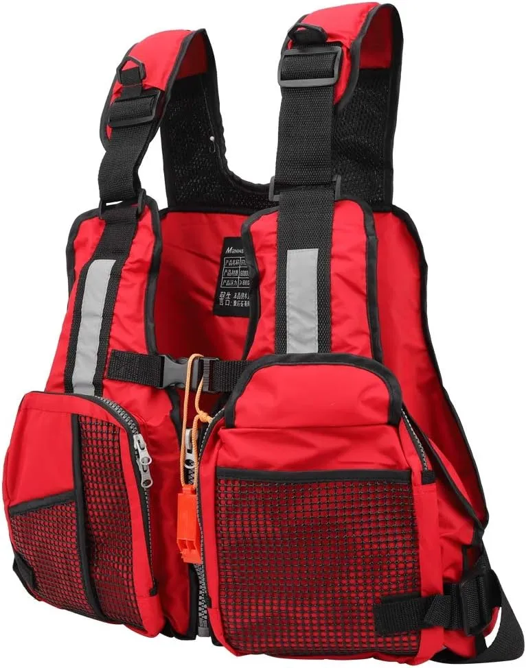 Watersport Vest, Portable Inflatable Adult Vest Waistcoat Jacket with Multi Pocket for Swimming Fishing Outdoor Water Sports