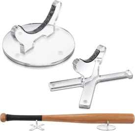 Yerliker Desktop Baseball Bat Display Sets, Fits for 2-5/8'', Acrylic Baseball Softball Bat Holders Accessories Display Stand Decorations for Memorabilia Collectible Gift