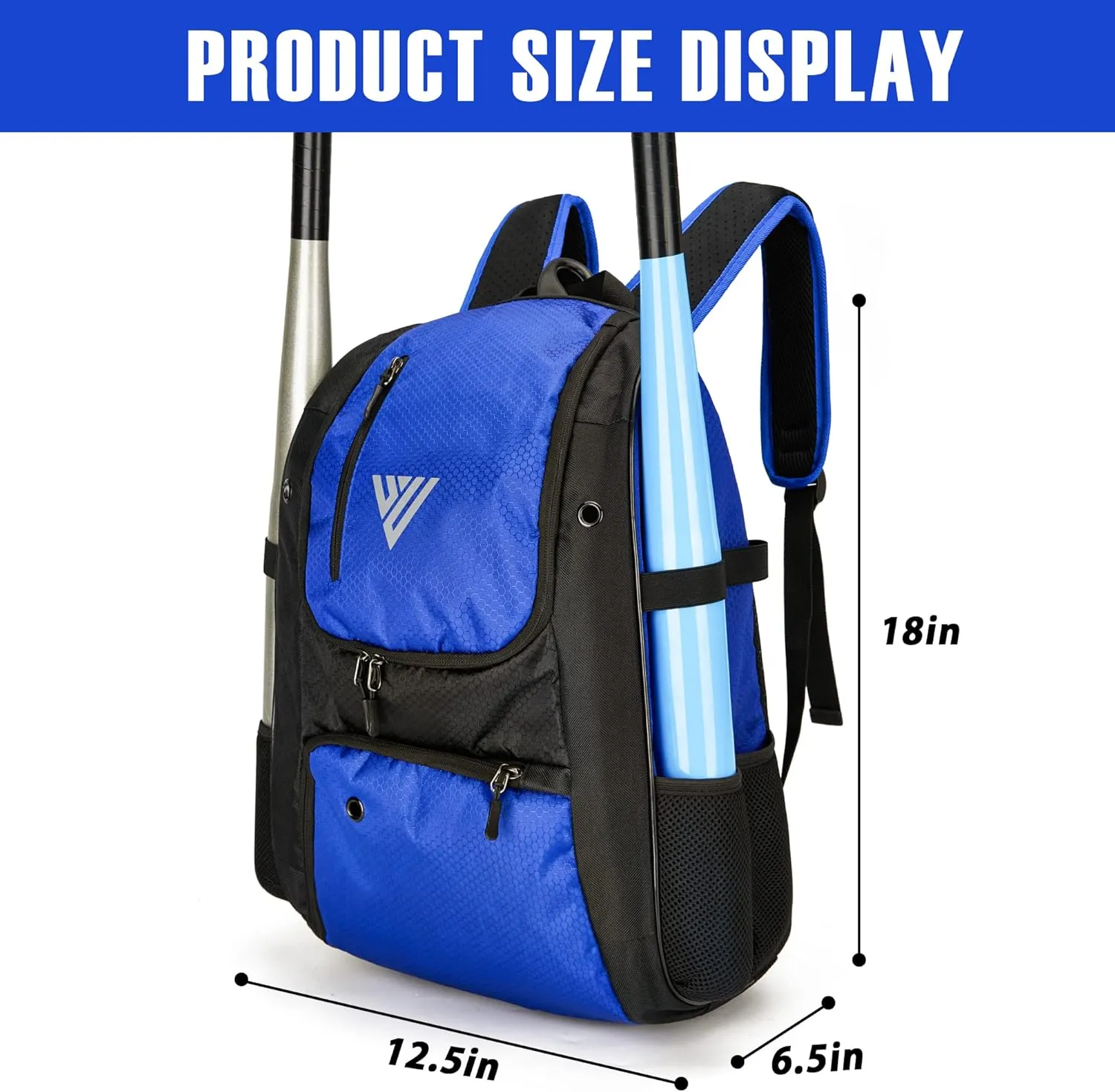 Youth Baseball Backpack, Softball Bag for Boys & Girls, Breathable T-Ball & Baseball Equipment & Gear