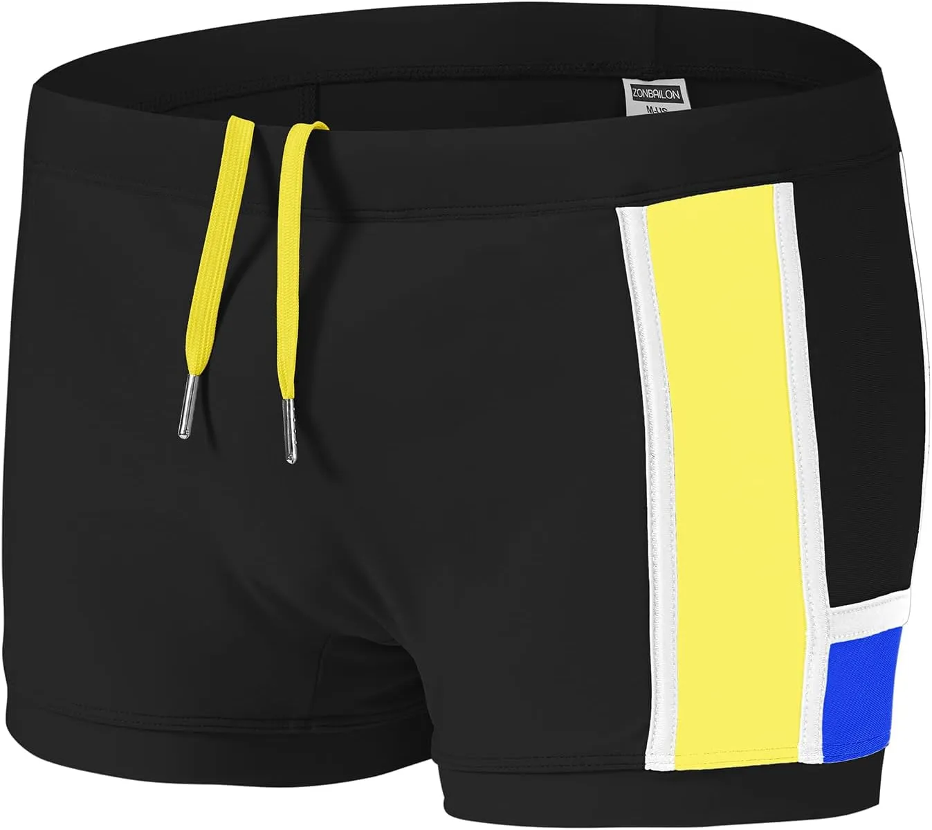 ZONBAILON Mens Swim Trunks with Front Pad Pocket Bathing Suit Swimwear Brief Square Leg Board Short S-2XL