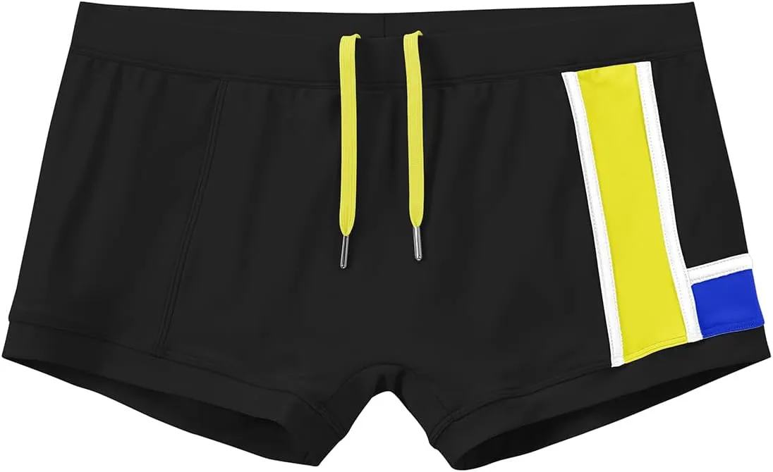 ZONBAILON Mens Swim Trunks with Front Pad Pocket Bathing Suit Swimwear Brief Square Leg Board Short S-2XL